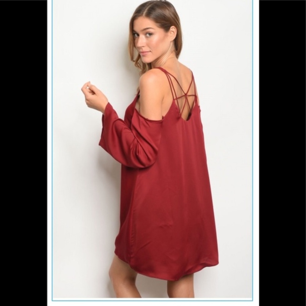 **3 for $15** NEW Boutique Cold Shoulder Mini Dress - Picture 3 of 6